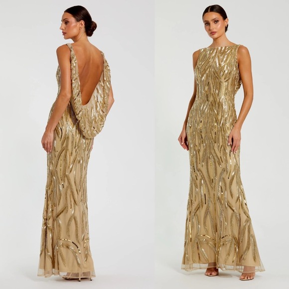 Mac Duggal Dresses & Skirts - NWT Mac Duggal Gold High Neck Sleeveless‎ Embellished Gown $798 - Size 8